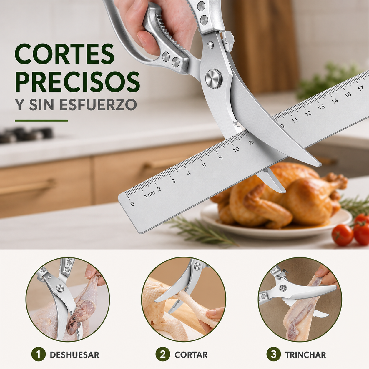 🇪🇸 Tijeras grandes con hoja en forma de diamante, hechas de acero inoxidable macizo importado de Alemania