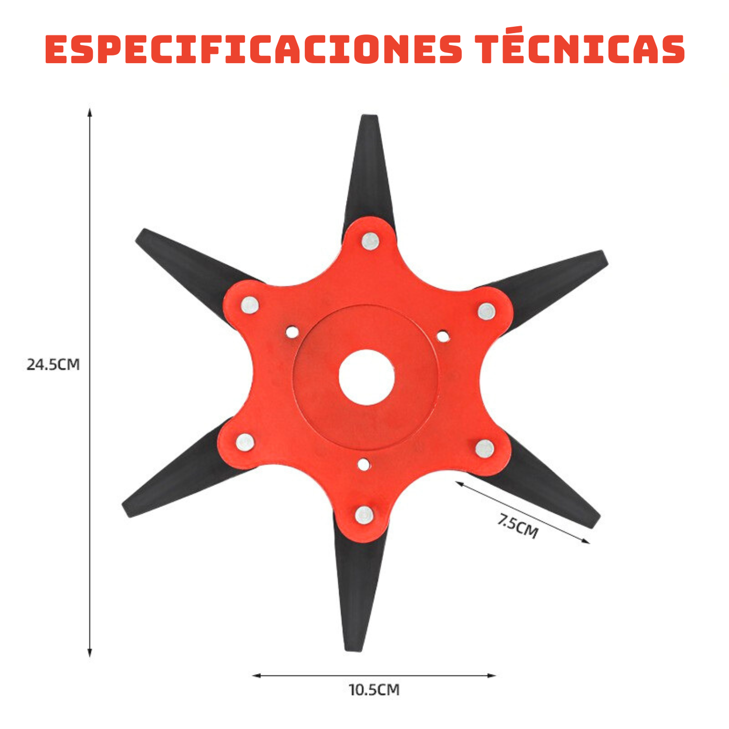 Cabezal de corte con 6 cuchillas para desbrozadora - Accesorios incluidos