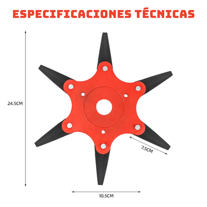 Cabezal de corte con 6 cuchillas para desbrozadora - Accesorios incluidos