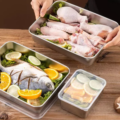 Cajas para la conservación de alimentos, bandeja rectangular de acero inoxidable SUS304 (25x20x5cm)
