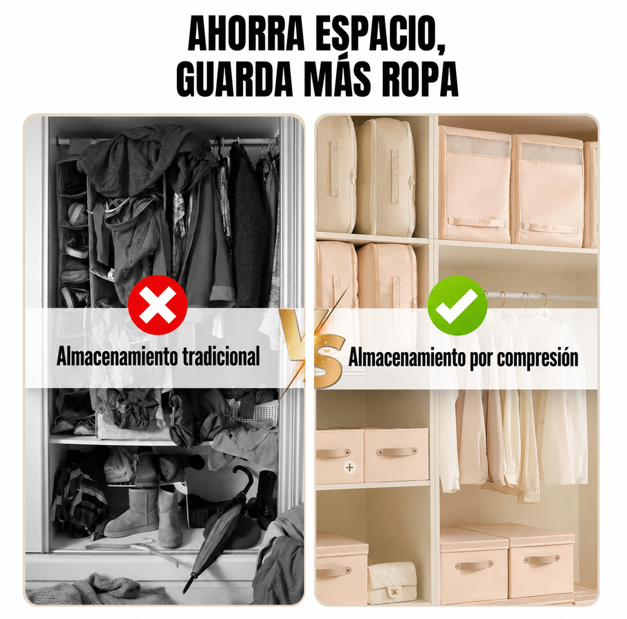 Bolsas Organizadoras de Compresión Automática para Edredones, Ropa y Mantas, Impermeables y Resistentes a la Humedad (54 × 42 × 30 cm)