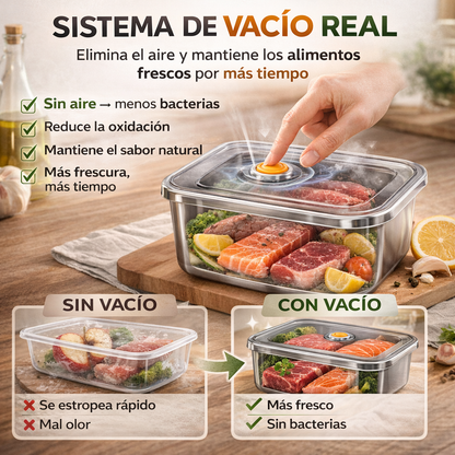 Recipiente de acero inoxidable 316 con capacidad de 1000 ml – Solución segura y práctica para el almacenamiento de alimentos (19 × 14 × 6cm)