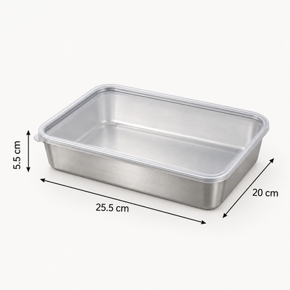 Contenedor de acero inoxidable 304 – Nevera sin malos olores, comida fresca toda la semana.