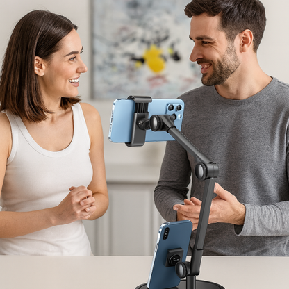 Desktop Phone Holder 2025 📷 Soporte para teléfono de escritorio multiángulo para transmisión en vivo, palo para selfies, trípode, grabación de video, clases en línea y vlogs.