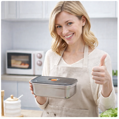 Recipiente de acero inoxidable 316 con capacidad de 1000 ml – Solución segura y práctica para el almacenamiento de alimentos (19 × 14 × 6cm)