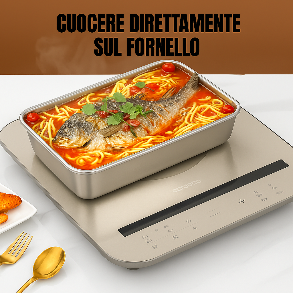 [🎁PROMOCIÓN DE VERANO] Bandeja de acero inoxidable 304 – Una solución segura y práctica para conservar los alimentos (25×20×6 cm)