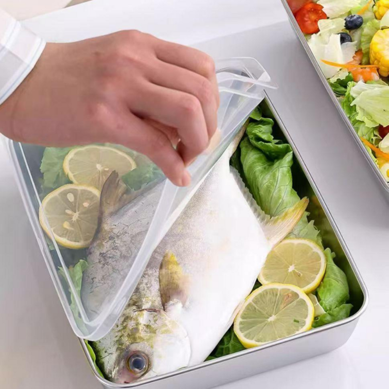 [🎁 Set 7+2 Gratis] SUS304 Cajas de Acero Inoxidable – Saludables, Premium y Aptas para Microondas (25 x 20 x 6 cm)