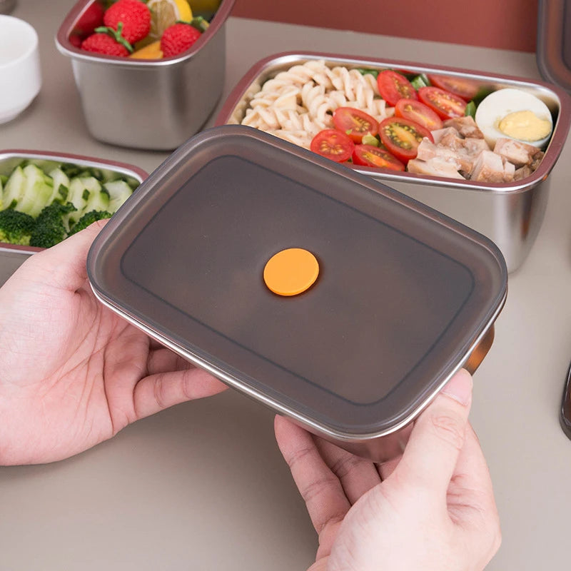 [🎁 Set 7+2 Gratis] Contenedor Hermético de Acero Inoxidable SUS316 - Apto para Horno y Microondas, Conserva la Frescura y Sabor (19 x 14 x 6 cm)