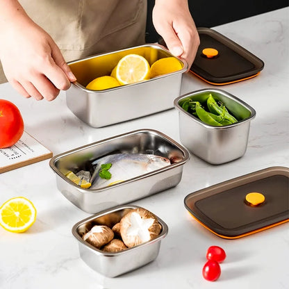 [🎁 Set 7+2 Gratis] Contenedor Hermético de Acero Inoxidable SUS316 - Apto para Horno y Microondas, Conserva la Frescura y Sabor (19 x 14 x 6 cm)