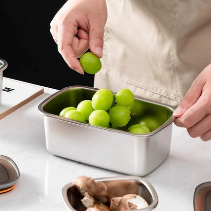 [🎁 Set 7+2 Gratis] Contenedor Hermético de Acero Inoxidable SUS316 - Apto para Horno y Microondas, Conserva la Frescura y Sabor (19 x 14 x 6 cm)