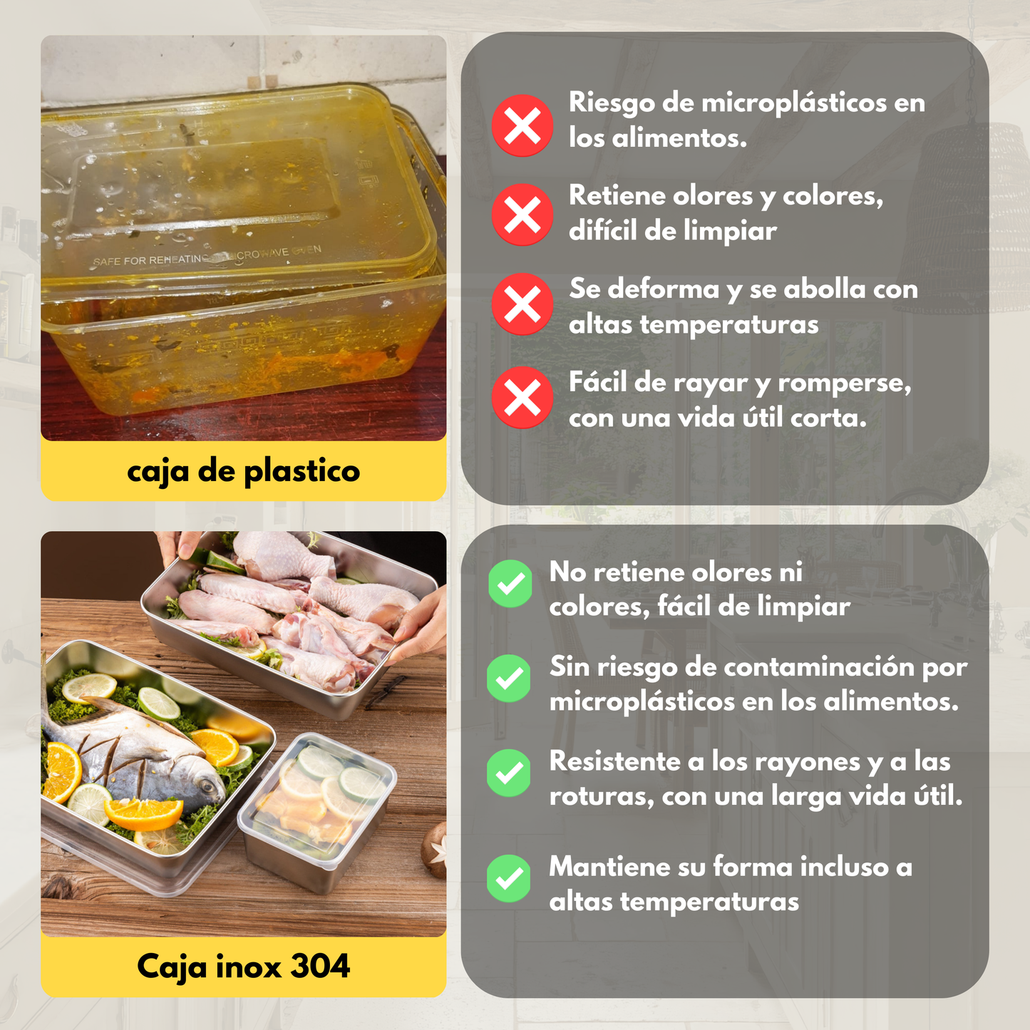 [Compra 6 y llévate 3 gratis] Recipiente para Alimentos de Acero Inoxidable 304 – Frescura Prolongada y Máxima Seguridad