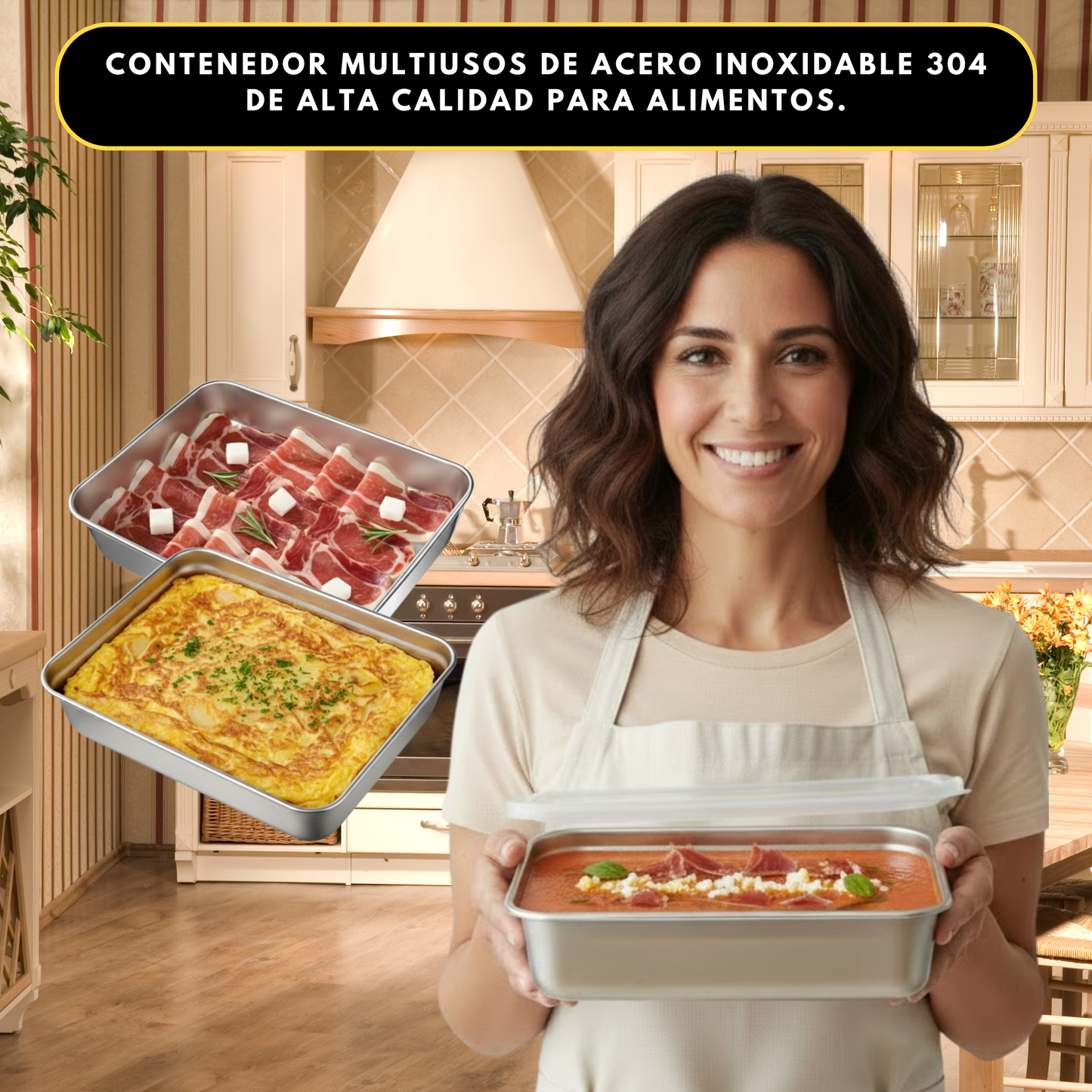 [Compra 6 y llévate 3 gratis] Recipiente para Alimentos de Acero Inoxidable 304 – Frescura Prolongada y Máxima Seguridad