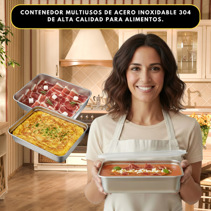 [Compra 6 y llévate 3 gratis] Recipiente para Alimentos de Acero Inoxidable 304 – Frescura Prolongada y Máxima Seguridad