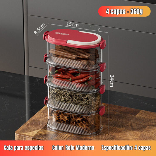 Contenedor Apilable De 4 Niveles, Transparente, Para Almacenar Alimentos, Con Cierre Hermético