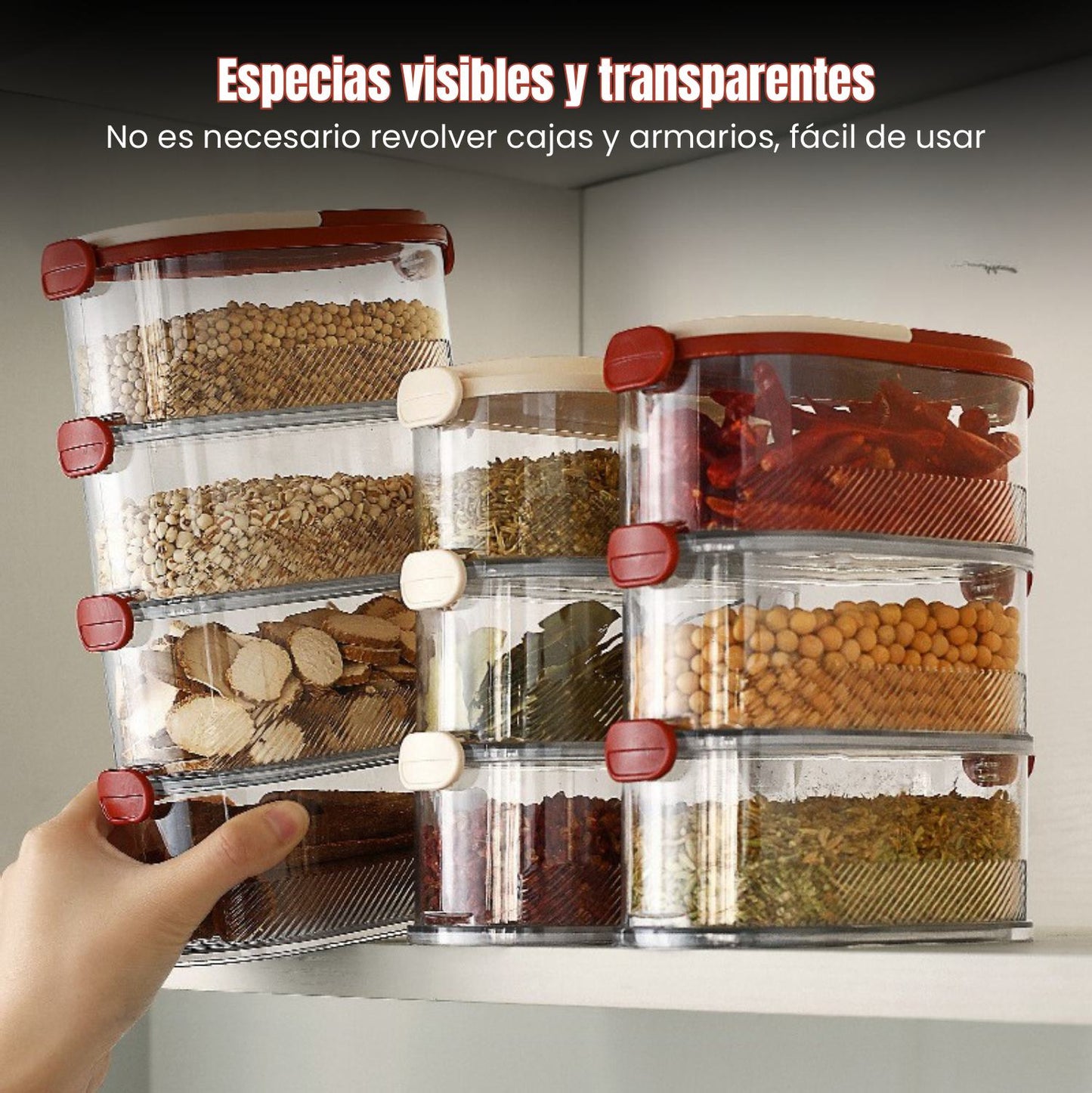 Contenedor Apilable De 4 Niveles, Transparente, Para Almacenar Alimentos, Con Cierre Hermético