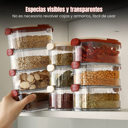 Contenedor Apilable De 4 Niveles, Transparente, Para Almacenar Alimentos, Con Cierre Hermético