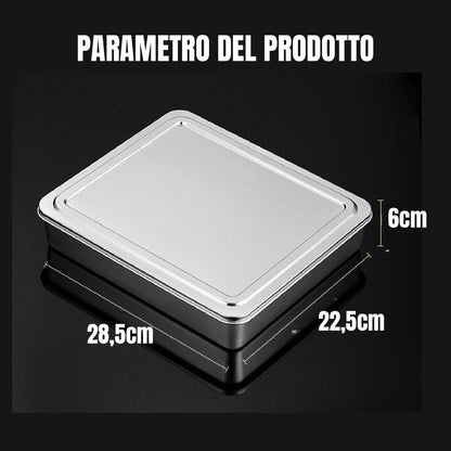 Set De 2 Cajas Para Tapa De Bandeja De Servicio De Acero Inoxidable (28.5*22.5*6 cm)