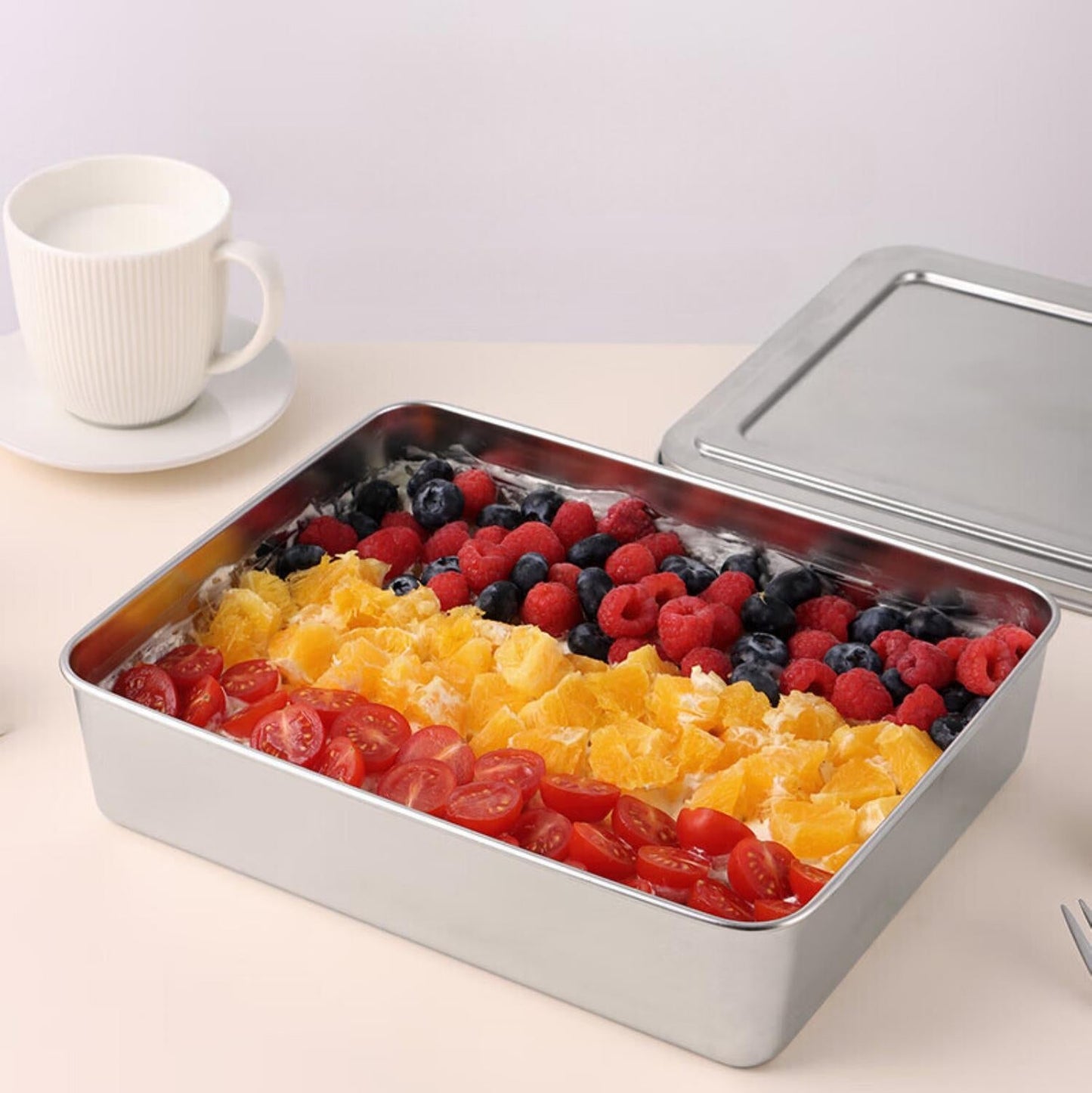 Set De 2 Cajas Para Tapa De Bandeja De Servicio De Acero Inoxidable (28.5*22.5*6 cm)