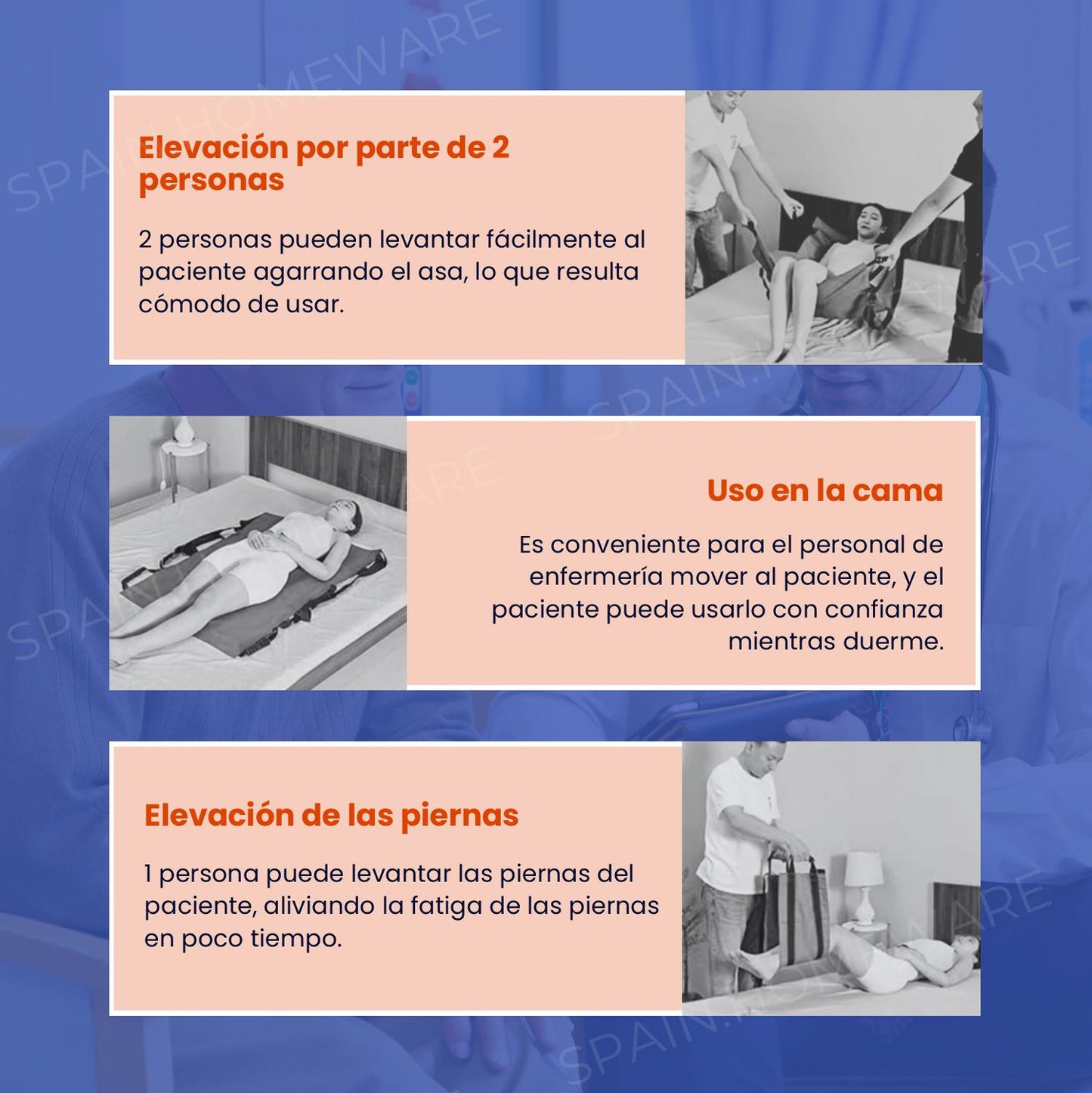 Tabla De Transferencia De Pacientes Con 6 Asas Reforzadas, Almohadilla Médica Multiusos Para Camas, Ancianos.