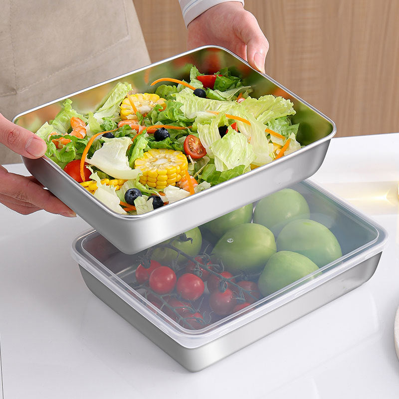 [🎁 Set 7+2 Gratis] SUS304 Cajas de Acero Inoxidable – Saludables, Premium y Aptas para Microondas (25 x 20 x 6 cm)