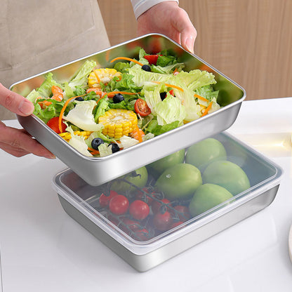 [🎁 Set 7+2 Gratis] SUS304 Cajas de Acero Inoxidable – Saludables, Premium y Aptas para Microondas (25 x 20 x 6 cm)