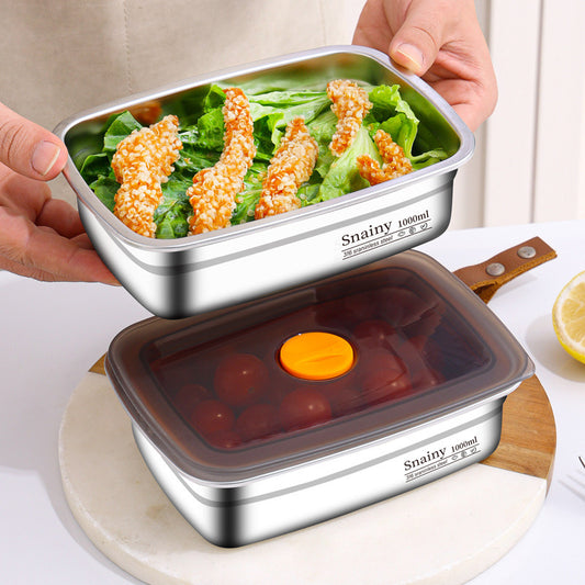 [🎁 Set 7+2 Gratis] Contenedor Hermético de Acero Inoxidable SUS316 - Apto para Horno y Microondas, Conserva la Frescura y Sabor (19 x 14 x 6 cm)