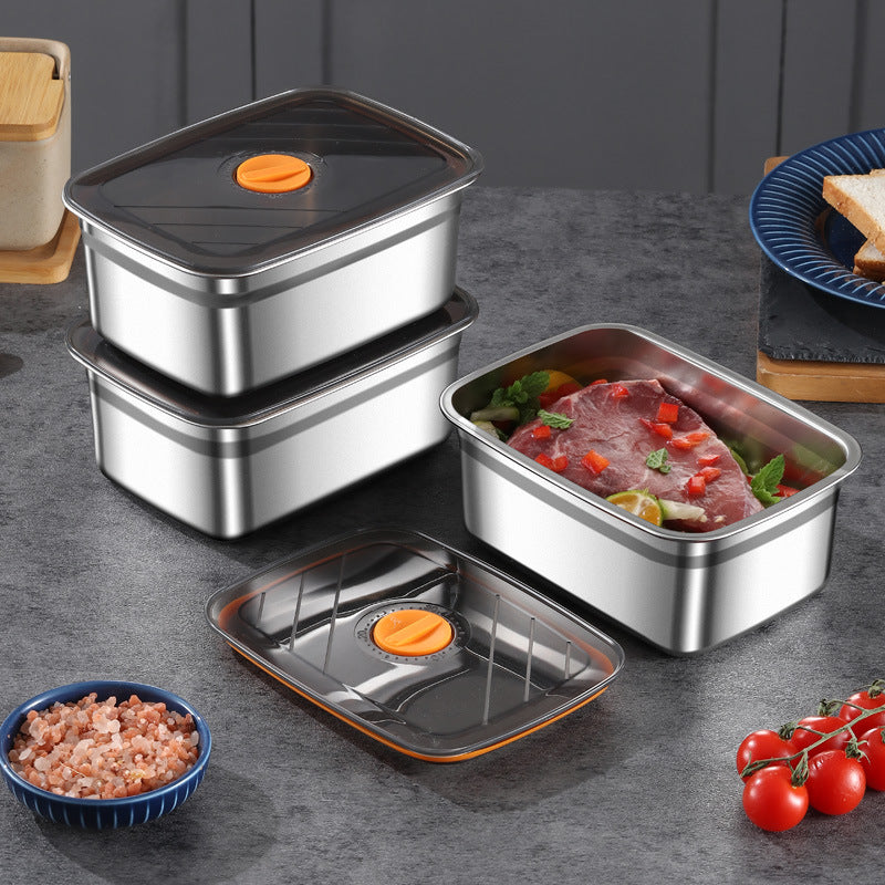[🎁 Set 7+2 Gratis] Contenedor Hermético de Acero Inoxidable SUS316 - Apto para Horno y Microondas, Conserva la Frescura y Sabor (19 x 14 x 6 cm)