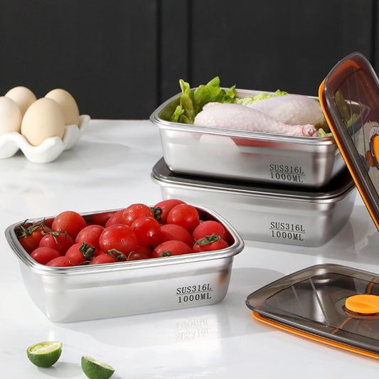 [🎁 OFERTA LIMITADA SOLO HOY] Contenedor Hermético de Acero Inoxidable SUS316 - Apto para Horno y Microondas, Conserva la Frescura y Sabor (19 x 14 x 6 cm)