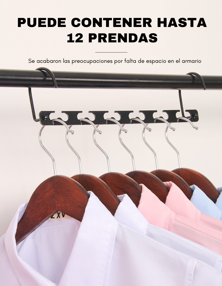 Magic Hangers Ahorro de espacio, perchas plegables robustas con 6 agujeros para colgar 12 prendas pesadas