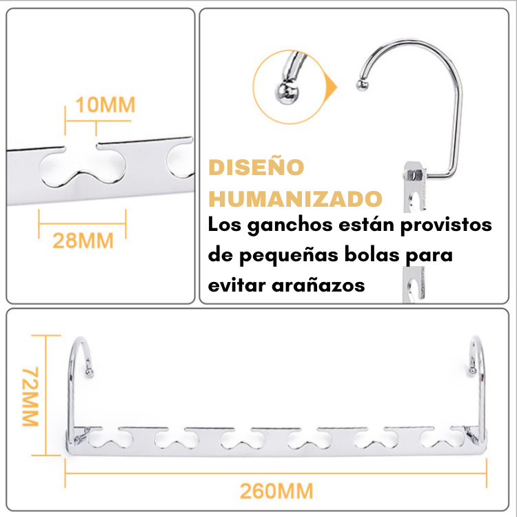 Magic Hangers Ahorro de espacio, perchas plegables robustas con 6 agujeros para colgar 12 prendas pesadas