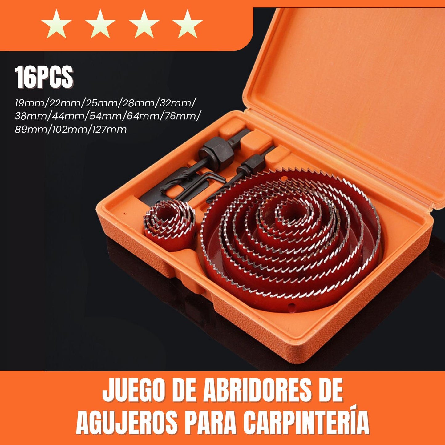 [16pcs] Juego De Sierras De Taladro Brocas De Madera Metal Herramienta De Taladro Cortador De Núcleo De Agujero Para PVC/Madera/Cartón De Yeso 19mm - 127mm