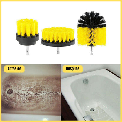 3PCS Cepillo Taladro Taladro Eléctrico Poder Scrubber Set Cocina Baño Azulejos Coche Limpieza