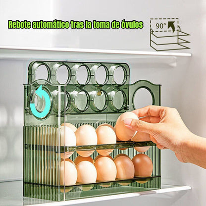 Bandeja para huevos de 3 capas de gran capacidad con inversión automática de 90 grados