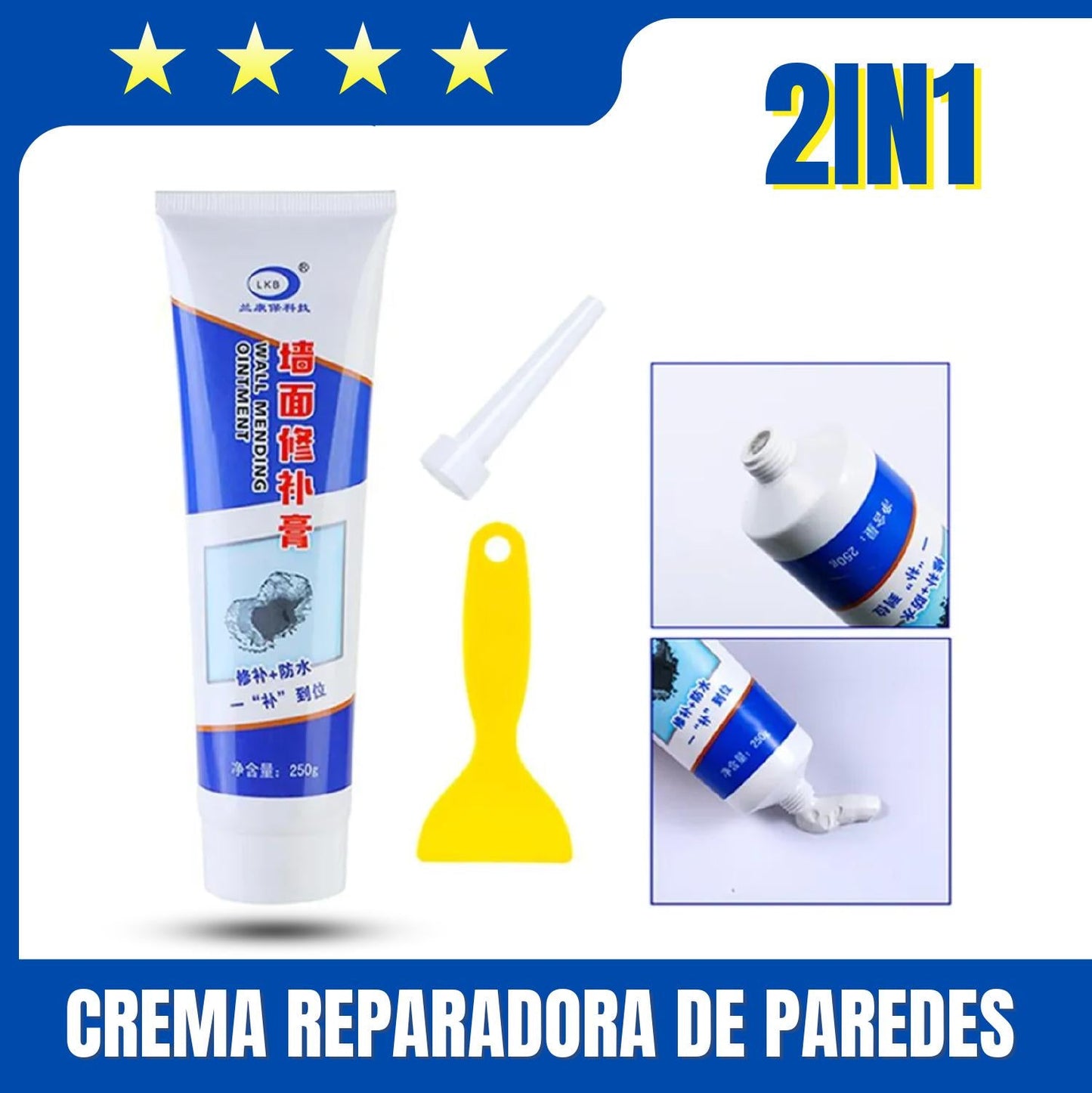 250g De Pomada Universal Para Zurcir Paredes