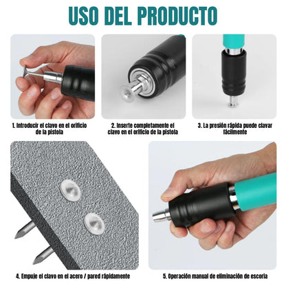 [10 piezas de clavos gratis] Pistola de clavos de pared Herramienta de fijación para la pared de cemento, pistola de clavos de hormigón, mini máquina portátil de disparar clavos, usado en la ganadería
