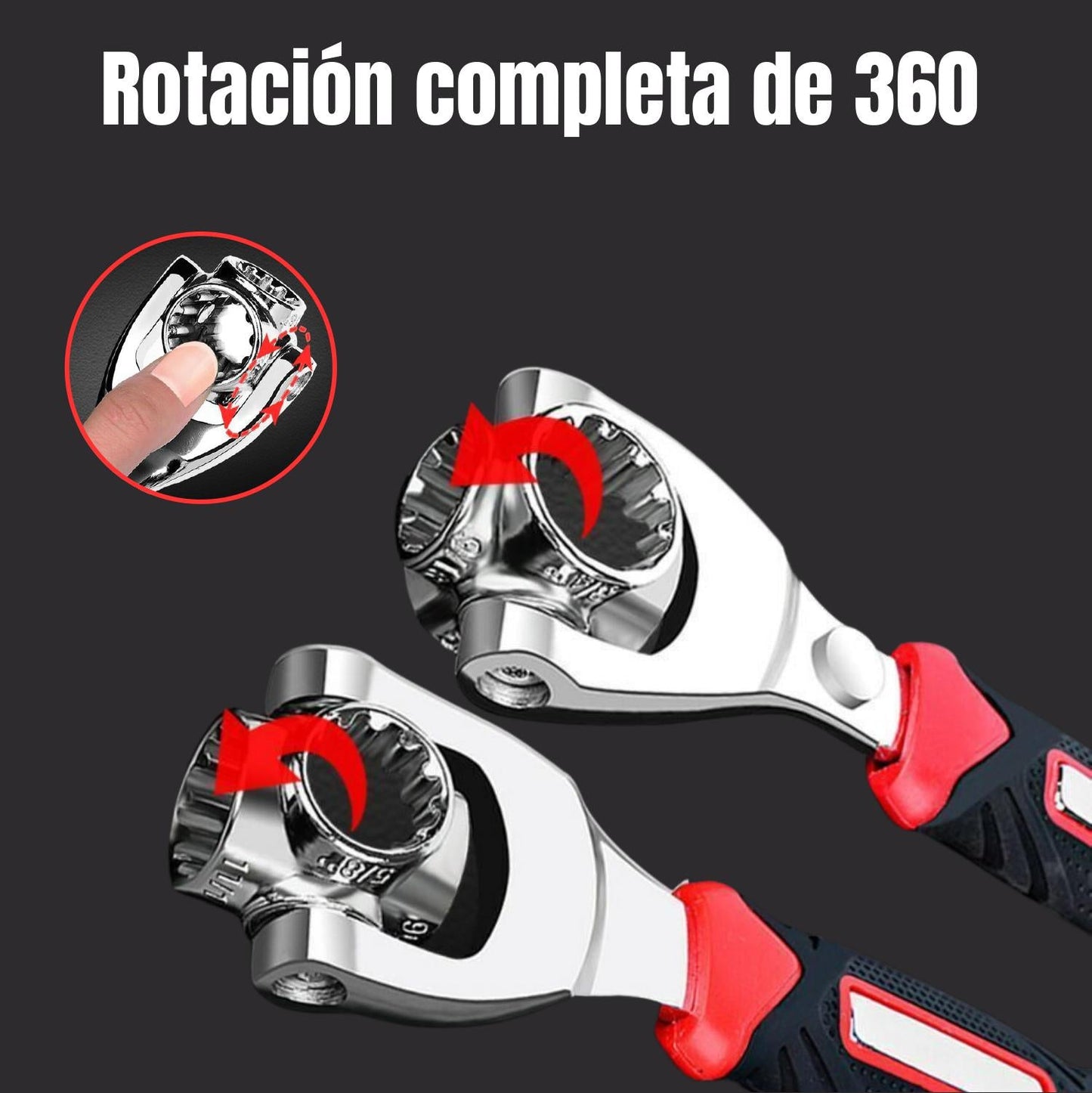 [52 en 1] Llave de vaso universal con cabezal giratorio de 360° y mango de goma