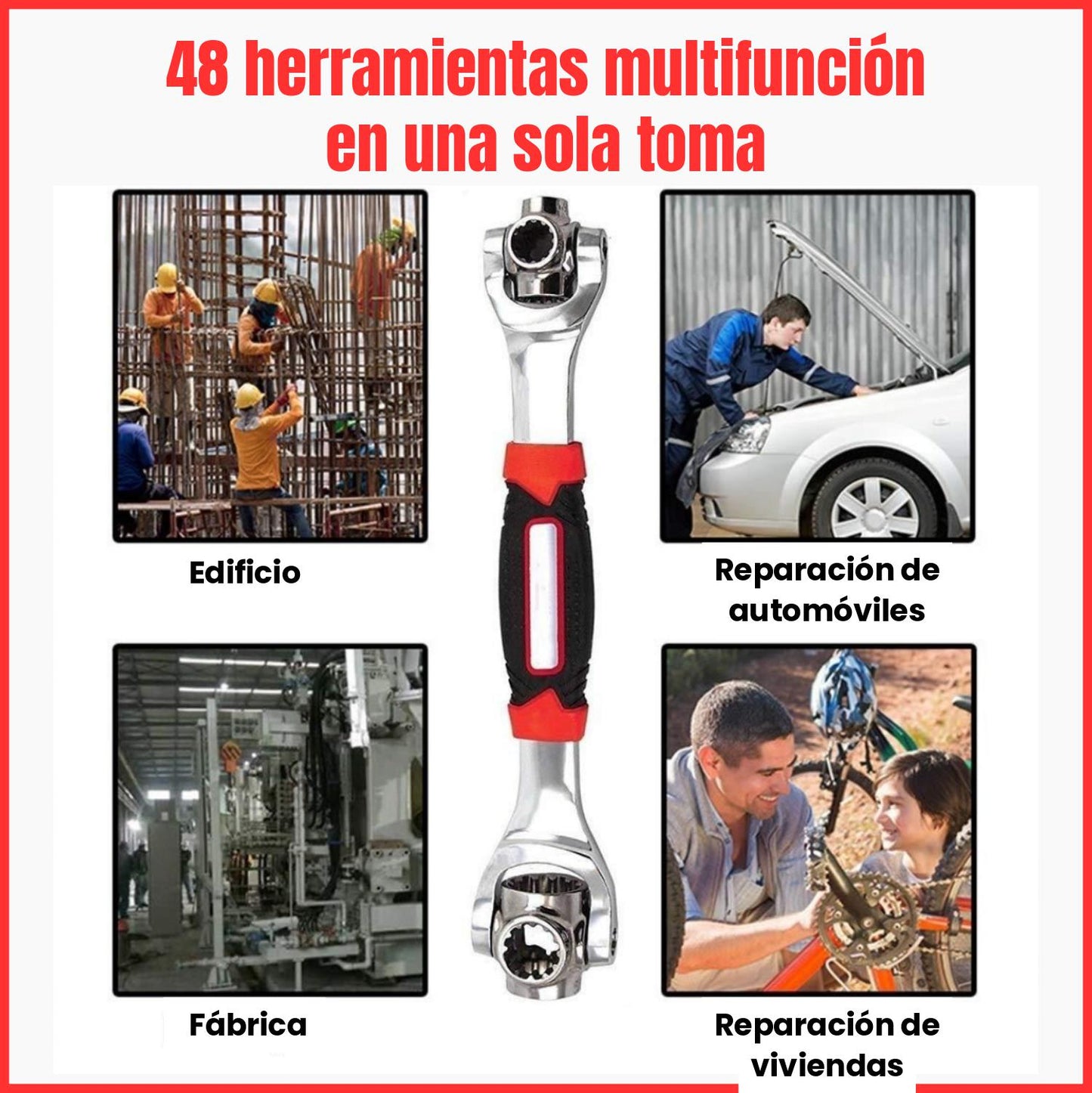 [52 en 1] Llave de vaso universal con cabezal giratorio de 360° y mango de goma