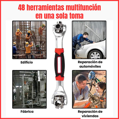 [52 en 1] Llave de vaso universal con cabezal giratorio de 360° y mango de goma
