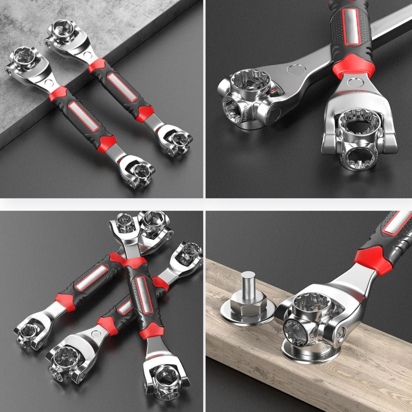 [52 en 1] Llave de vaso universal con cabezal giratorio de 360° y mango de goma