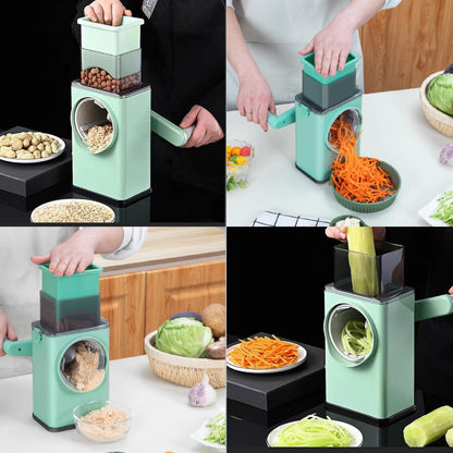 Rebanadora Cortadora Picadora Manivela Multifuncional Verduras Rallador Frutas Herramienta de Cocina con 4 Cuchillas