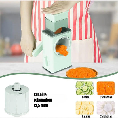 Rebanadora Cortadora Picadora Manivela Multifuncional Verduras Rallador Frutas Herramienta de Cocina con 4 Cuchillas