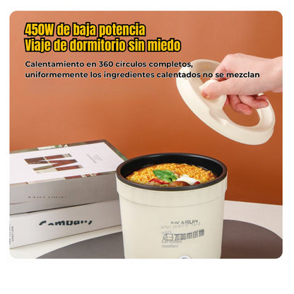 Olla Portátil con Soporte para Teléfono - Mini Olla Eléctrica para Cocinar Arroz (1.2L) para Fideos, Sopa, Olla Caliente y Freír