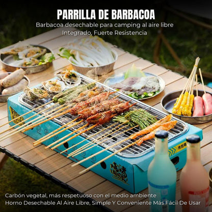 Parrilla Desechable, Parrilla De Carbón Portátil, Kit De Parrilla Para Barbacoa Picnic Camping