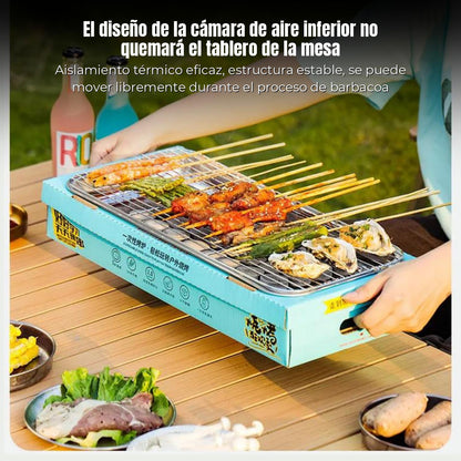 Parrilla Desechable, Parrilla De Carbón Portátil, Kit De Parrilla Para Barbacoa Picnic Camping