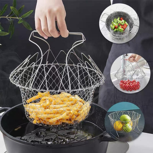 3Pcs Plegable Aclarar Freír Cesta Colador Colador De Malla Cocina Herramientas