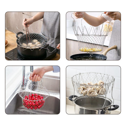 3Pcs Plegable Aclarar Freír Cesta Colador Colador De Malla Cocina Herramientas