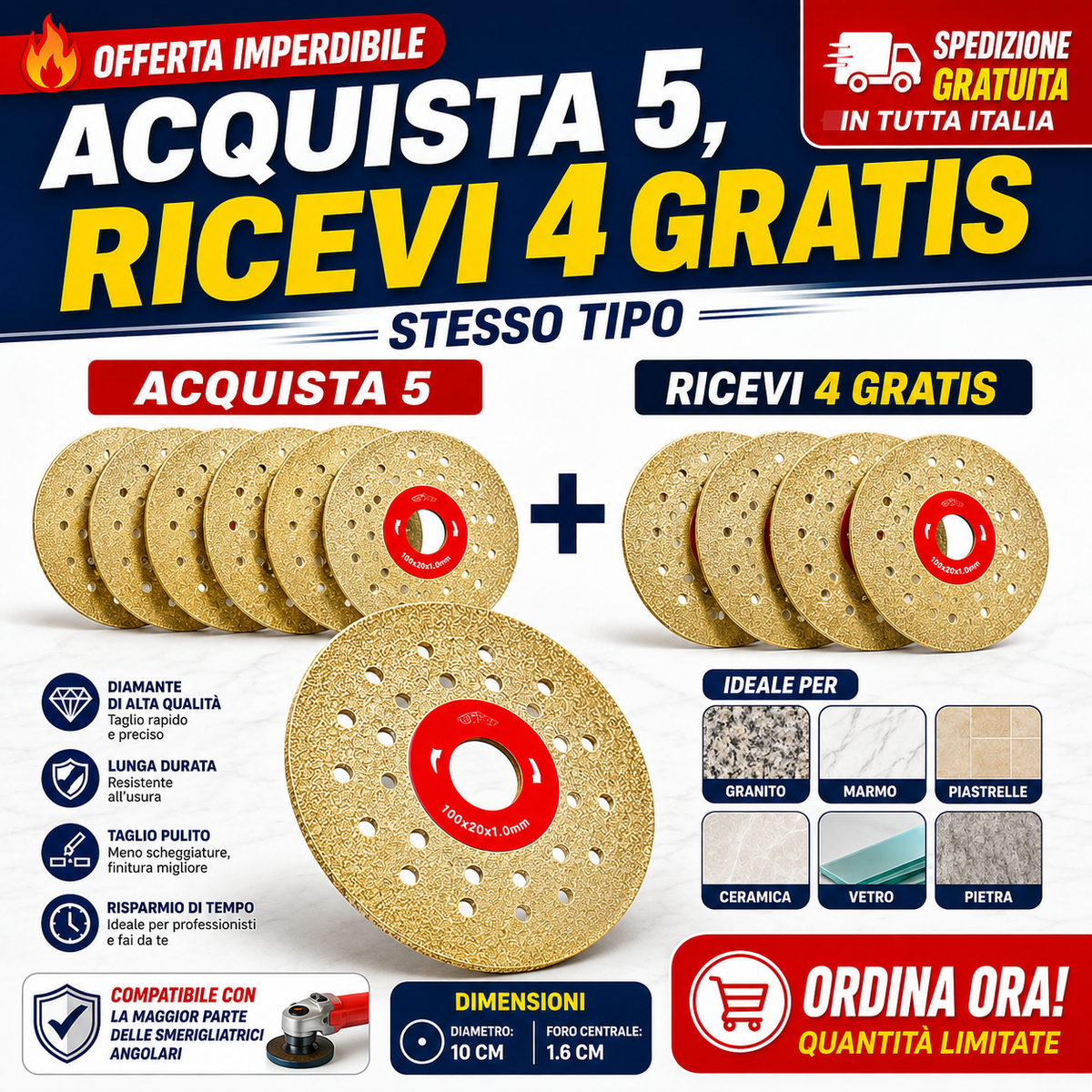 Disco diamantado multifunción de corte y desbaste premium