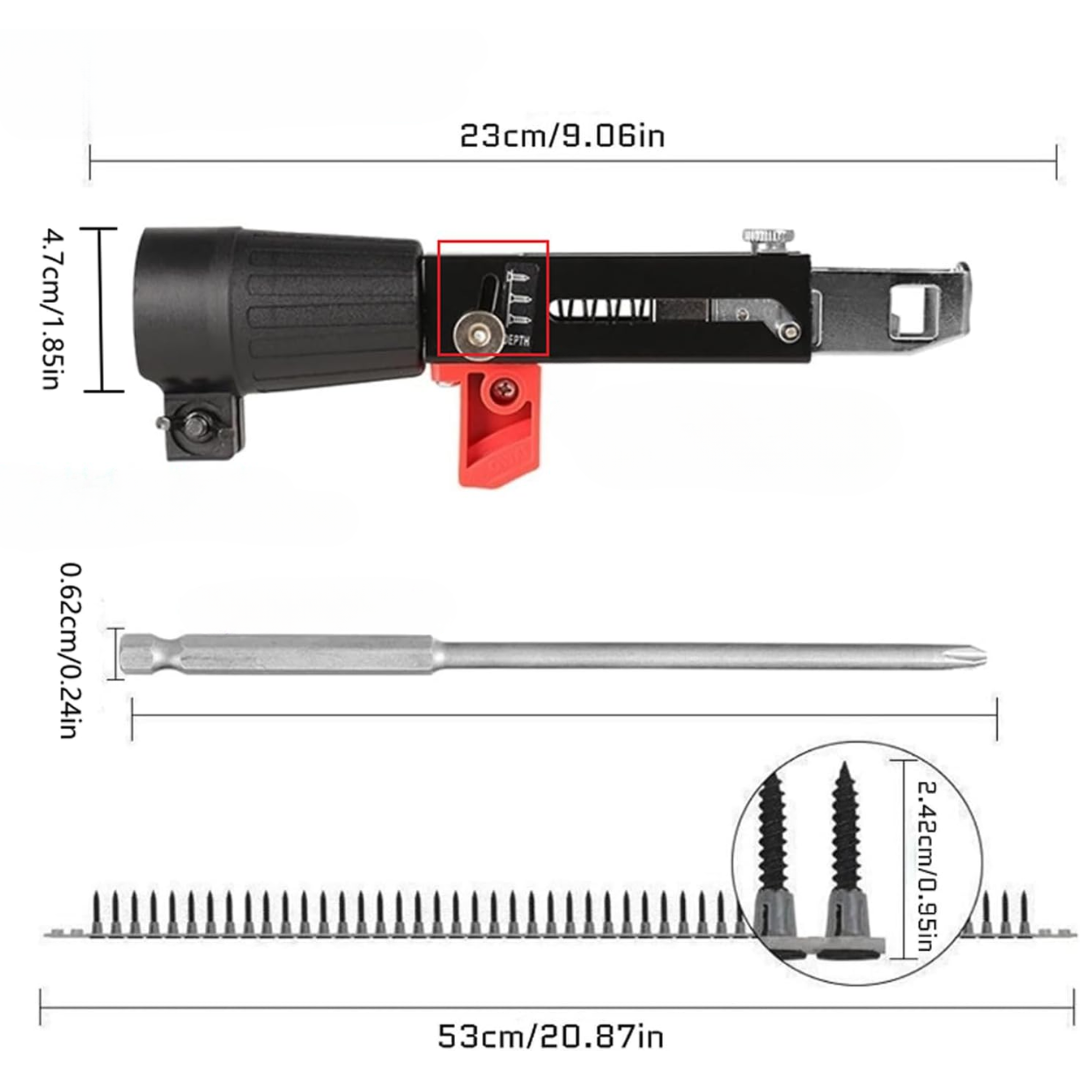 Adaptador De Atornillador Automático Con Tira De Tornillos – Compatible Con Múltiples Tipos De Taladros (Incluye 1 Cinta Con 50 Tornillos)