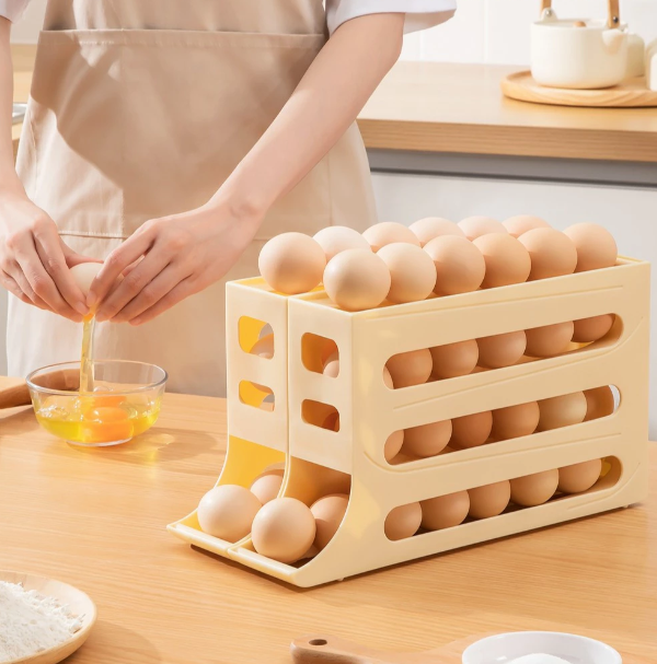 La bandeja para huevos de plástico enrollable automática de 4 niveles que ahorra espacio