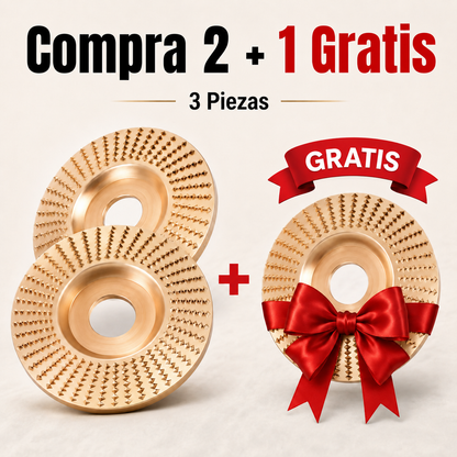Set de 3 Discos de Desbaste de Acero al Carbono para Madera (Plano - Curvo - Inclinado)